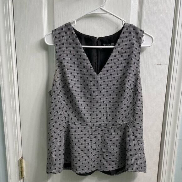 New York & Company Tops - New York & Company Top M Peplum Gingham Polka Dot Preppy Clean Girl Old Money
